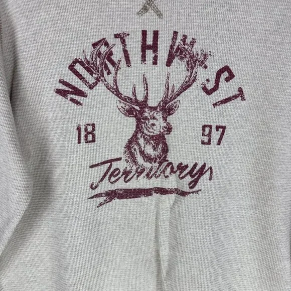 Northwest Men's T Shirt XLT, Beige, Thermal Waffle Knit, Long Sleeve Crewneck - Picture 3 of 9